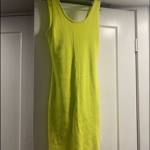 Calvin Klein neon yellow slim fit ribbed body dress